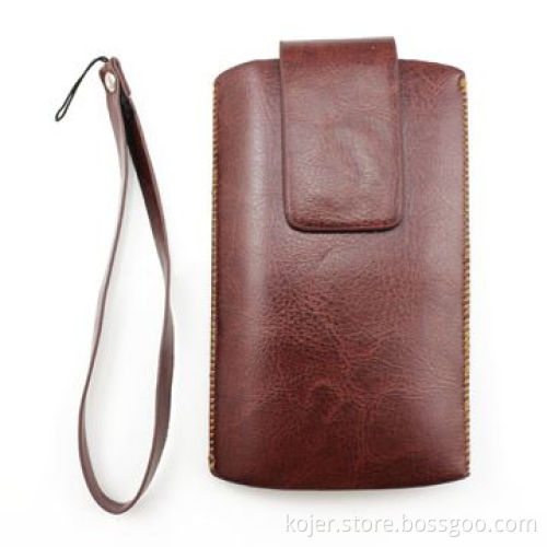 Leather Case with Retractable Pull-tab, Magnetic Button and Lanyard, Suitable for Apple's iPhone 4